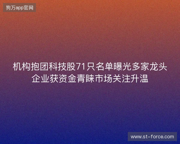 机构抱团科技股71只名单曝光多家龙头企业获资金青睐市场关注升温 机构抱团科技股71只名单曝光多家龙头企业获资金青睐市场关注升温